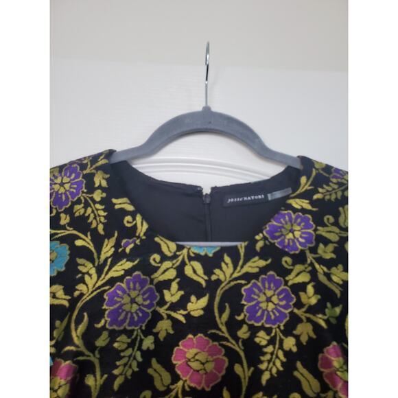 Josie Natori Ornate Dark Floral Jacquard Italian Cocktail Mini Dress, Size 12 - Picture 4 of 12